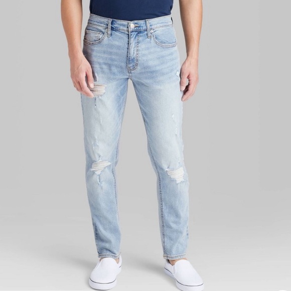 Men's Slim Fit Tapered Jeans - Original Use Light Wash 30x30 - Picture 1 of 5